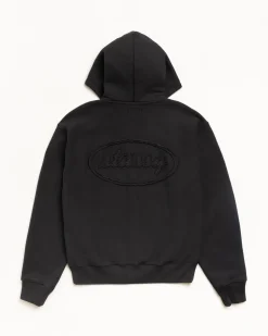 CURSIVE APPLIQUE ZIP HOODIE