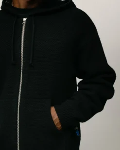 TEXTURED ZIP HOODED SWEATER