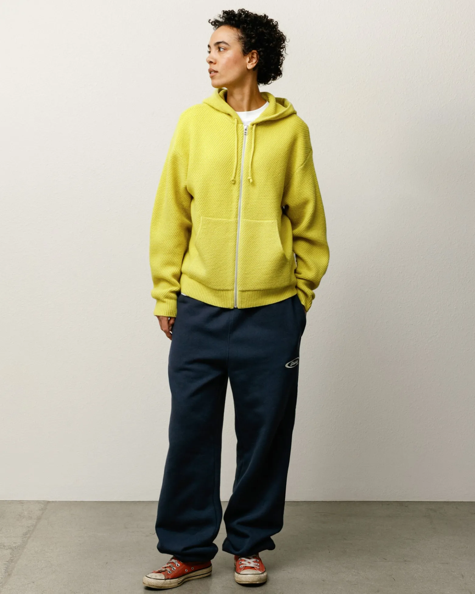 TEXTURED ZIP HOODED SWEATER