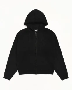 WAFFLE CASHMERE ZIP HOOD SWEATER