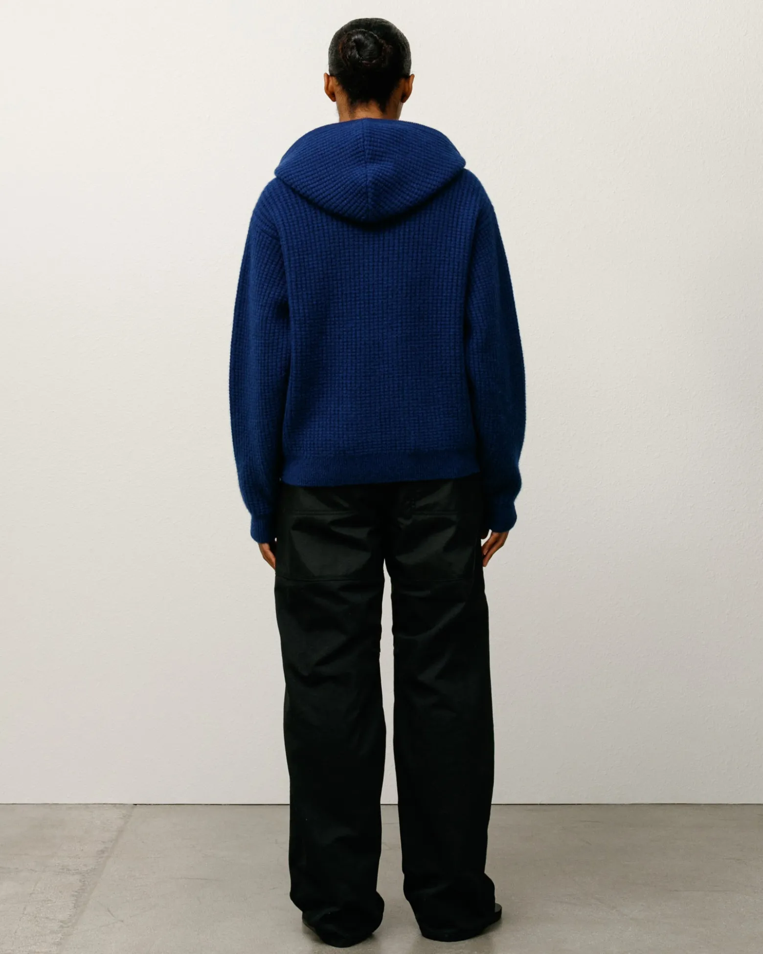 WAFFLE CASHMERE ZIP HOOD SWEATER