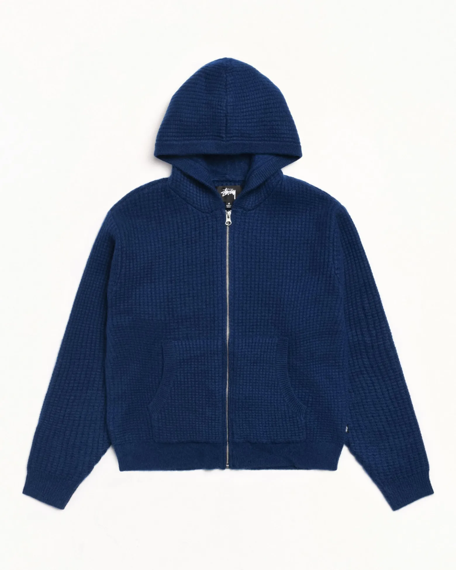 WAFFLE CASHMERE ZIP HOOD SWEATER