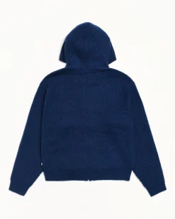 WAFFLE CASHMERE ZIP HOOD SWEATER
