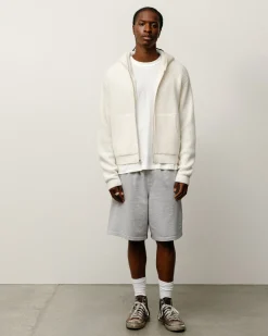 WAFFLE CASHMERE ZIP HOOD SWEATER