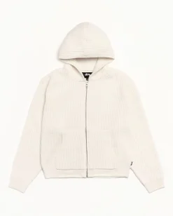 WAFFLE CASHMERE ZIP HOOD SWEATER