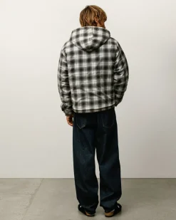 ZIP HOODED PLAID SHIRT