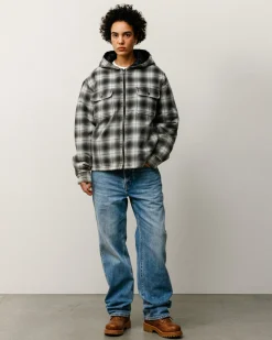 ZIP HOODED PLAID SHIRT