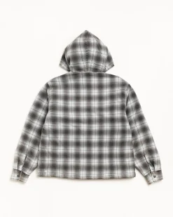 ZIP HOODED PLAID SHIRT