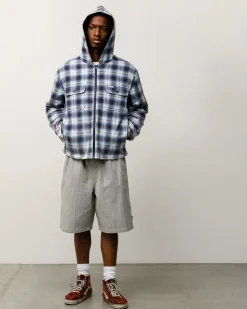 ZIP HOODED PLAID SHIRT